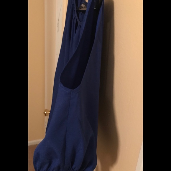 Express Royal Blue Cold Shoulder Top - Picture 3 of 6